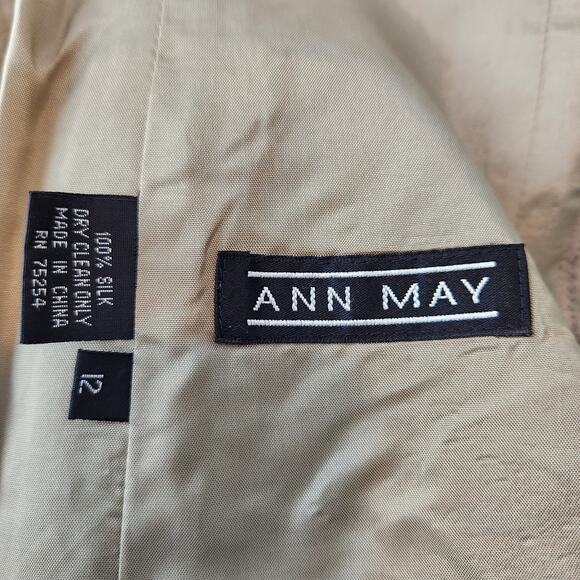 Vintage Ann May Worsted Silk Gold Black Shimmer Blazer Womens Size 12 - Picture 6 of 6